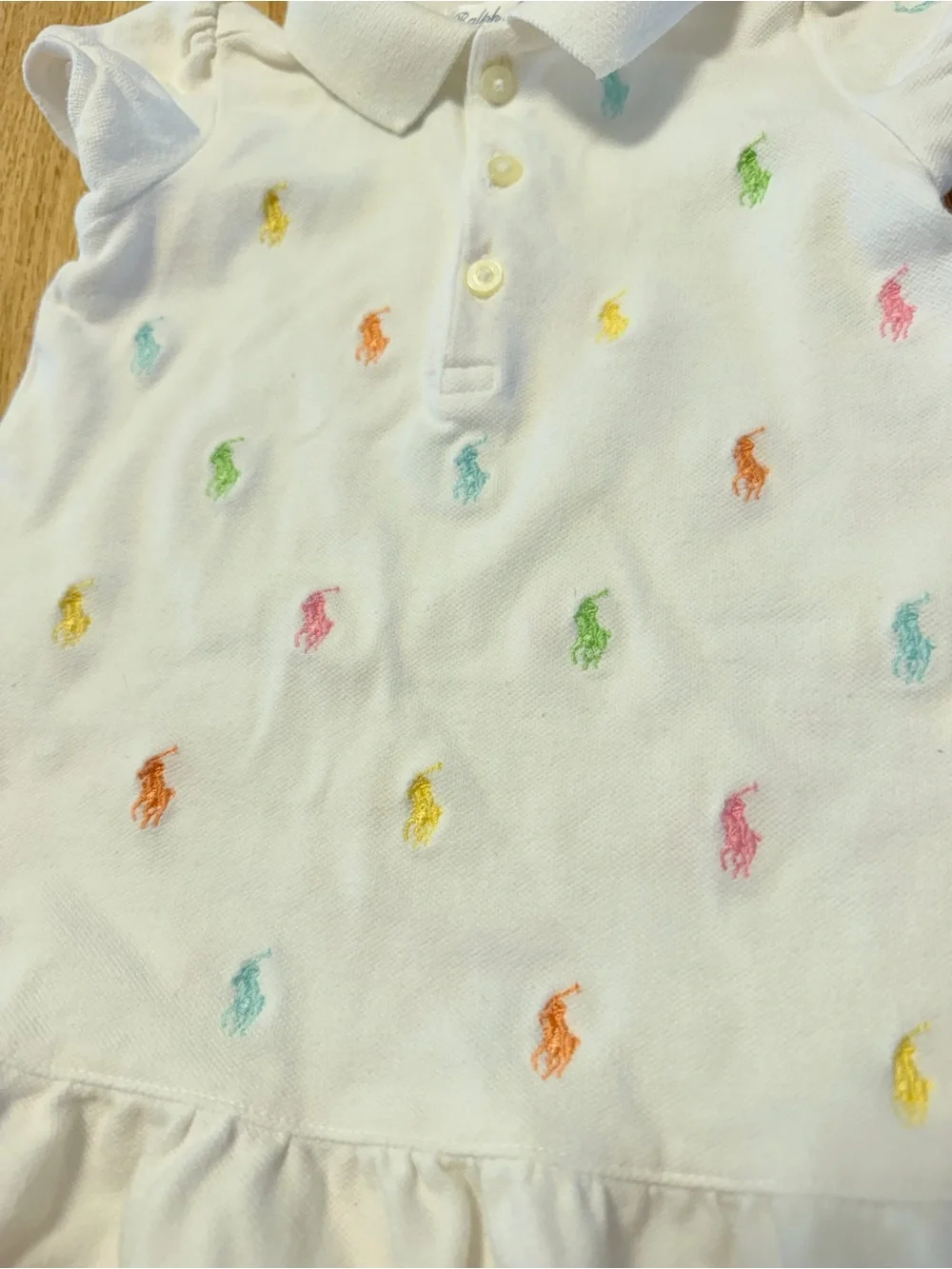 Ralph Lauren White Polo Dress with Pastel Pony Embroidery